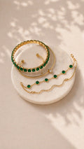 Set 4 Bracciali Oro e Agata Verde - moderno, elegante e versatile
